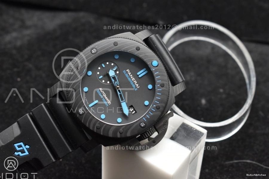 P.9010 PAM1616 Sleek Rubber 47mm Best Clone Carbotech on Markers Strap Black Dial Edition Blue VSF 991 0131